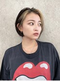デザインカラー黒髪インナーカラーベージュフェイスフレーミング