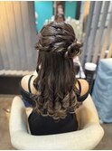 お花アレンジハーフアップ