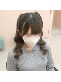 編み込みハーフツイン