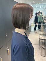 ロンドシエル 横浜(Lond ciel)&nbsp;ミニウルフチェリーブラウンブリーチなしショートボブ前髪/