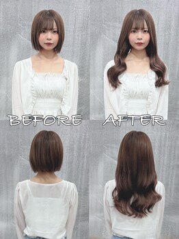 【土日祝日早朝７時より営業】ヘアセット\2900(早朝料金込み)シールエクステ70枚+カラー\16400当日OK