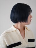 イメチェン/ボブ/クールショート/ダークブルー前髪/[渋谷駅]