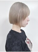 *ミニボブ切りっぱなしボブ姫カット顎ラインボブハイトーンボブ