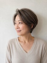レセ 南柏店(Laissez)&nbsp;丸みショート/ひし形ショート/アッシュグレー/白髪ぼかし/抜け感