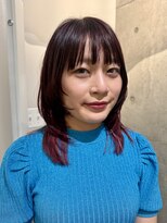 ヘア アイビー キチジョウジ(HAIR I Be, KICHIJOJI)&nbsp;デザインカットが可愛いミディアムボルドー【吉祥寺 美容院】