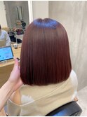 小顔セミウェットウェーブピンクベージュハイライトカラー