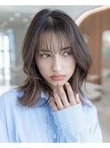 大人かわいい前髪セシルカットココアブラウンフリンジウェーブ