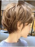 似合わせカットショートボブハイライトミルクティーアッシュ