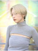 センターパート/ハイトーンカラー/ハンサムショート/センター南