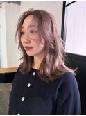 ロングミディアム顔周りレイヤー韓国ヘアくびれヘア_ba546971