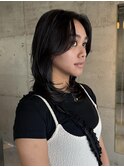 海外風/海外女子/レイヤーカット/ミディアムレイヤー/広島美容院