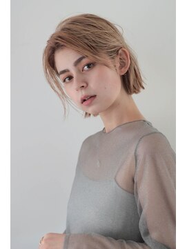 ベンジー 仙台店(benji) 切りっぱなしボブ　× 柔らかベージュカラー