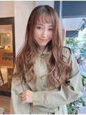 小顔似合わせ韓国風/デジタルパーマ/ミルクティーベージュ