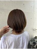 丸みショートボブ ニュアンスベージュカラー丸み暖色系カラー