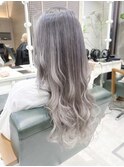 da ラベンダーアッシュグレージュグラデーションカラー　ロング