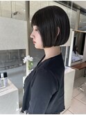 ミニマムボブ/暗髪/カット/ぱっつんボブ/アッシュブラウン