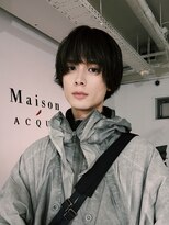 =メンズボブ/ダークアッシュ/ニュアンスパーマ／MEN’S HAIR