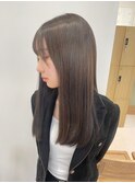 イメチェン美髪ワンレン透明感カラーワイドバング グレージュ