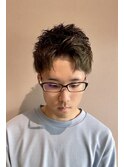 透明感カラー　アップバング　ショート　ツーブロック