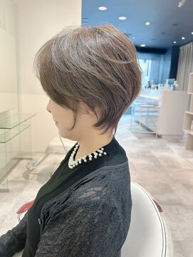 アース 栄店(HAIR&MAKE EARTH) earthショートレイヤーボブミルクティー丸みショートボブ