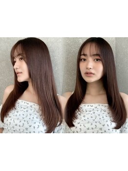 【トリートメント+カット+柔らか縮毛矯正\15800】傷みを最小限に抑える髪質改善効果のある縮毛矯正[池袋]