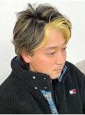 ブリーチカラー ハイライト アップバング ウルフカット