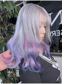ミントブラウン結べるくびれボブハッシュカットインナーカラー