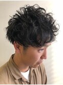 無造作マッシュメンズショート☆マットカラーデジタルパーマ
