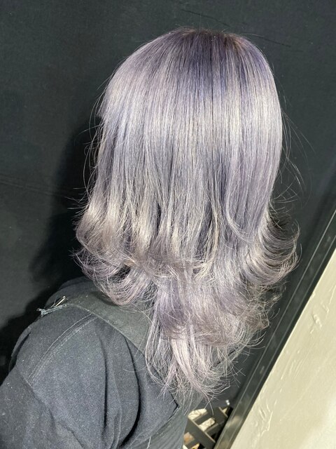 【明るめシルバー】派手髪　白紫【銀】