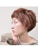 【Dulce】丸みショート×パーマ×アプリコットカラー