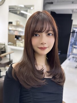 ハピネス 梅田茶屋町店(HAPPINESS) 韓国ヘア　レイヤーカットブリーチなし　ピンクベージュカラー