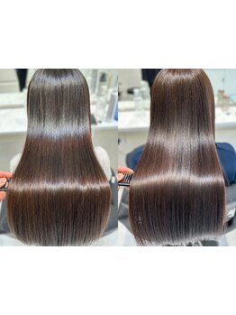 髪の状態に合わせて施術。ドライだけで簡単に毛先までまとまるツヤツヤ美ストレートが手に入る!