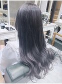 大人可愛いブルーアッシュグレージュカラー　ダブルカラー