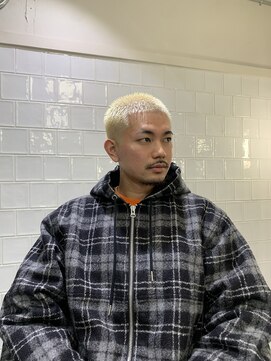 メリケンバーバーショップ フクオカ(MERICAN BARBERSHOP FUK) べリーショートダークアッシュニュアンスパーマ韓国マッシュ