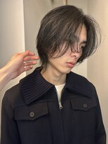 =メンズボブ/ダークアッシュ/ニュアンスパーマ／MEN’S HAIR