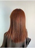 オレンジカラー/セミロングスタイル/20代30代40代