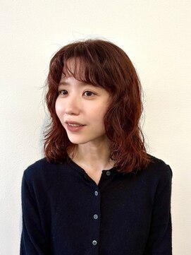 ポピイズ(POPPIES) ミディアムレイヤー／カジュアルパーマ／オレンジブラウン