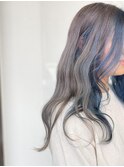 インナーカラーブルー×グレージュ