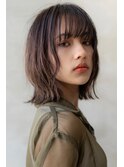 大人かわいい前髪セシルカットココアブラウンフリンジウェーブ