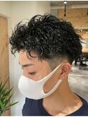 ツイストパーマツイストスパイラルパーマツーブロック刈り上げ