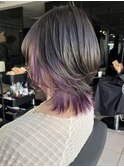 △ブリーチありインナーカラーパープルウルフヘアレイヤーカット