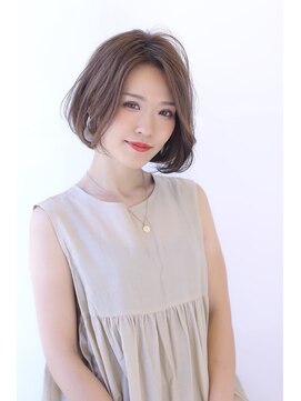 オーロ 緑地公園店(ORO) ことりベージュ毛先パーマ大人かわいい小顔フレンチボブ大人ボブ