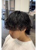 メンズロングウルフパーマウエーブミディアム