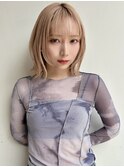 ブロンドベージュ フェイスレイヤーボブ似合わせ小顔t612