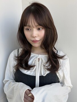 ミディアム/レイヤーカット/顔周りカット/透明感カラー