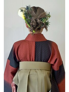 成人式ヘアセット卒業式ヘアセット編み込みヘアアレンジ