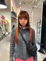シータ(sheta)&nbsp;【表参道sheta小林】オレンジブラウンぱっつん前髪ロング