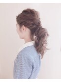 ねじり編みからのポニーテール♪