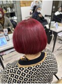 ベルベットレッドケアブリーチワンレンボブ小顔レイヤー所沢韓国