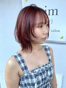 エイム(A-im) ミディアムレイヤー×カーディナルレッド　ブリーチなし